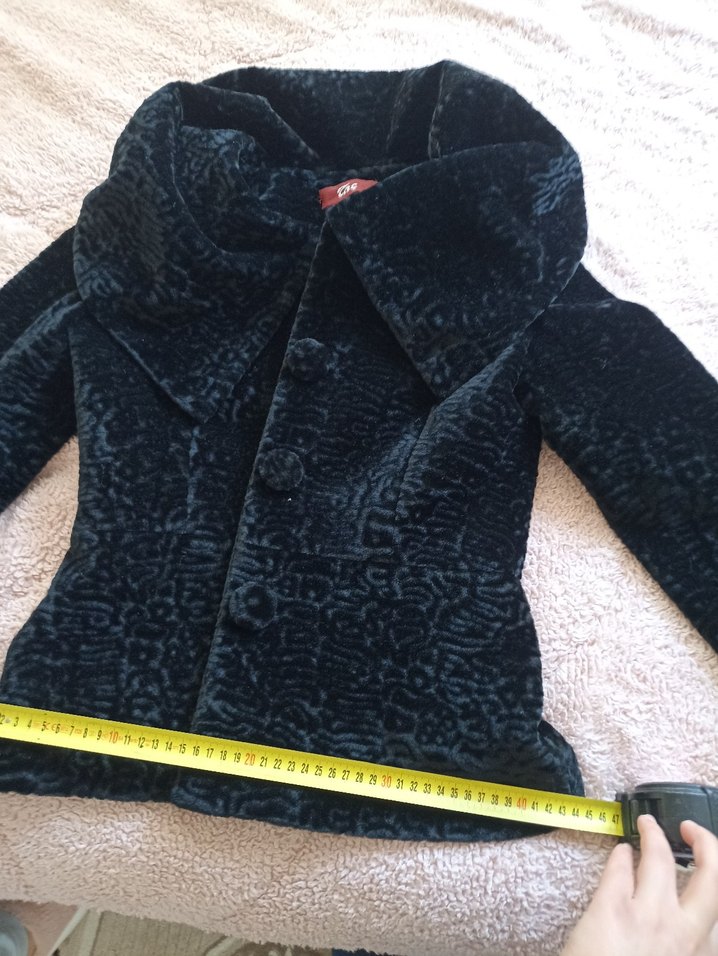 Gri Midi Kadife Kürklü Ofis Kabanı - Görsel 2