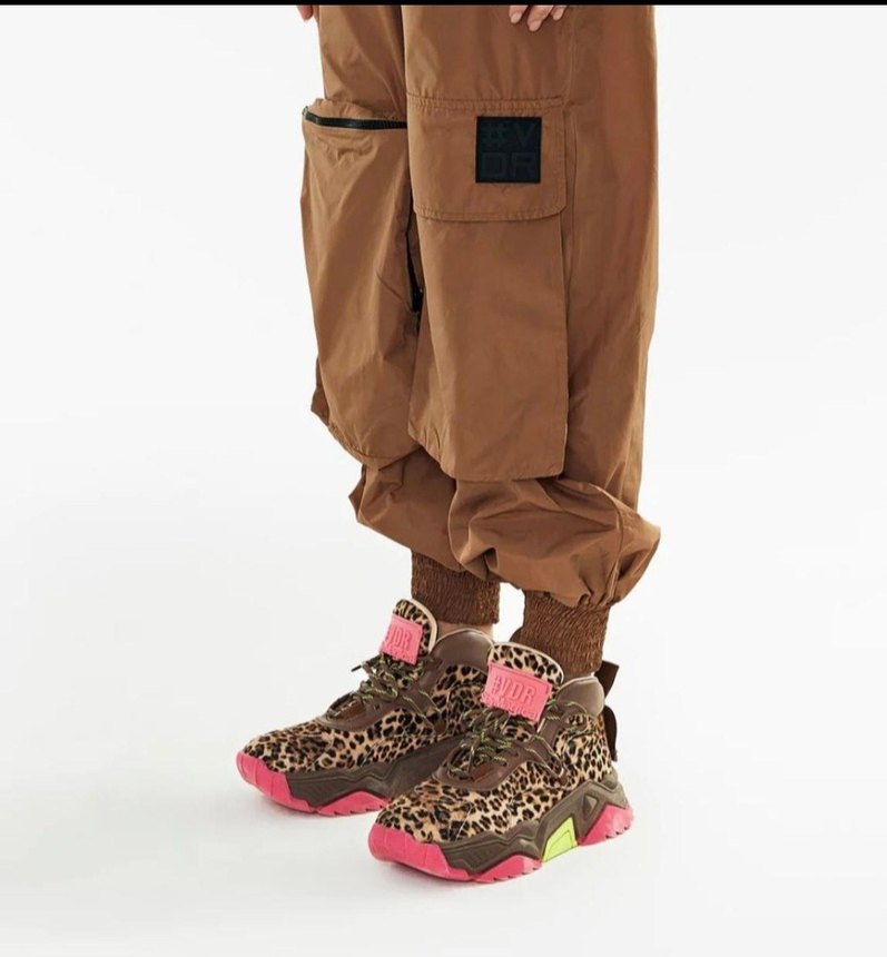 VDR Leopar Desenli Kahverengi Yüksek Topuklu Spor Ayakkabı - Görsel 2