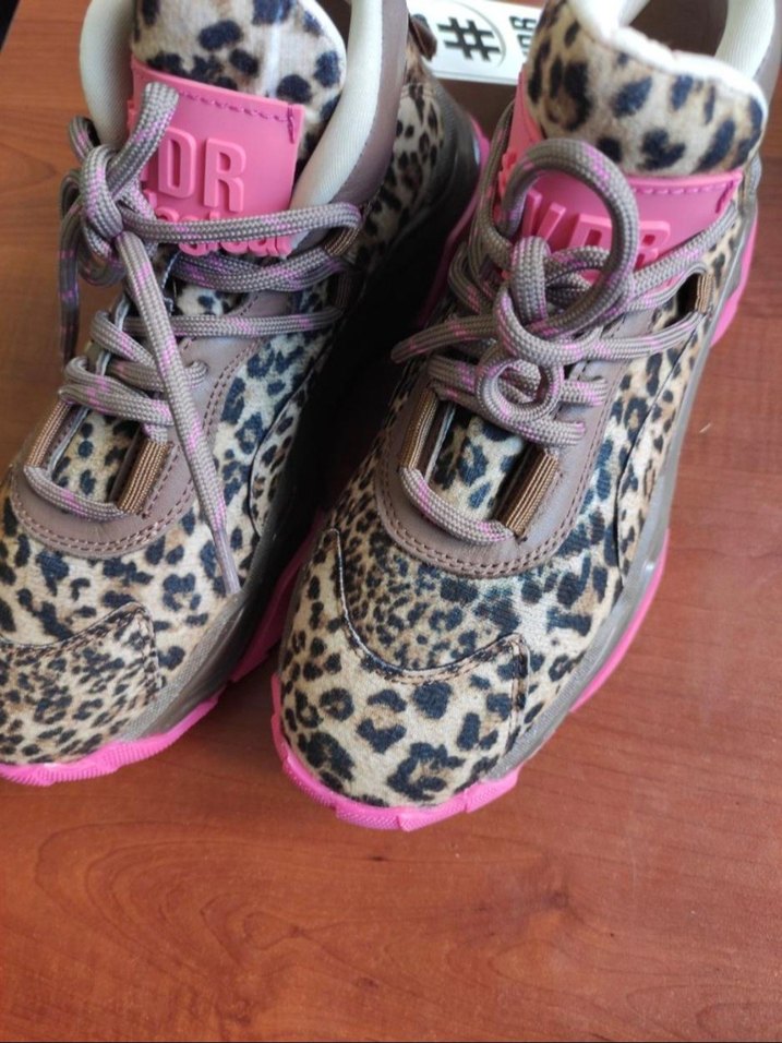 VDR Leopar Desenli Kahverengi Yüksek Topuklu Spor Ayakkabı - Görsel 5