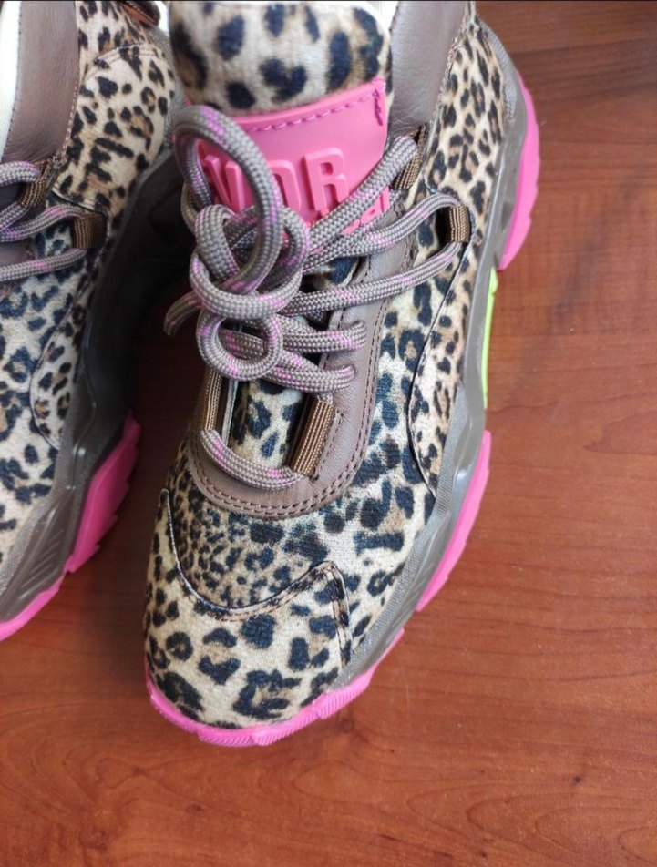 VDR Leopar Desenli Kahverengi Yüksek Topuklu Spor Ayakkabı - Görsel 4