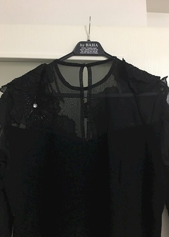 l Beden siyah Renk Uzun Kollu Siyah Midi Gotik Elbise