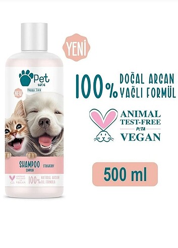 Kedi ve köpekler için şampuan çilek 500 ml 