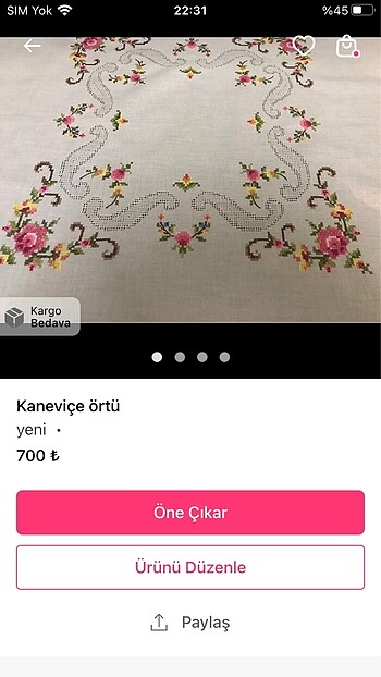  Beden Kaneviçe örtü