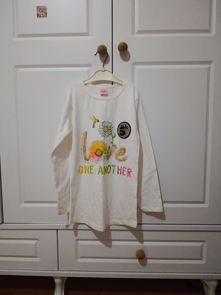 Kız Çocuk Uzun Kollu Baskılı Tişört - Görsel 2