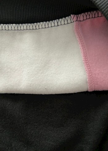 13-14 Yaş Beden pembe Renk Peluş Detaylı Renk Bloklu Kız Sweatshirt
