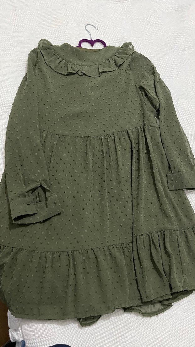 Kadın Haki Bohem Uzun Kollu Elbise - Görsel 2