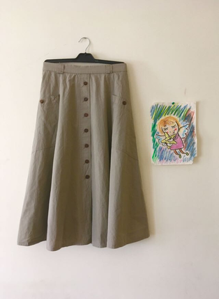 Vintage Love Midi boy keten krem etek 