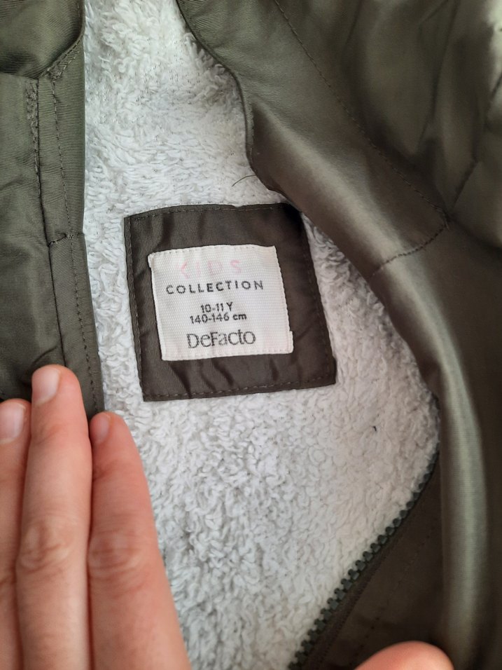 Haki Kapüşonlu Çocuk Yağmurluk mont - Görsel 5