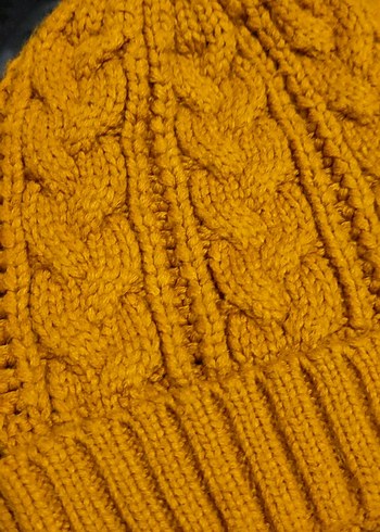 Bohem Tarz Sarı Örgü Kadın Bere - Görsel 2