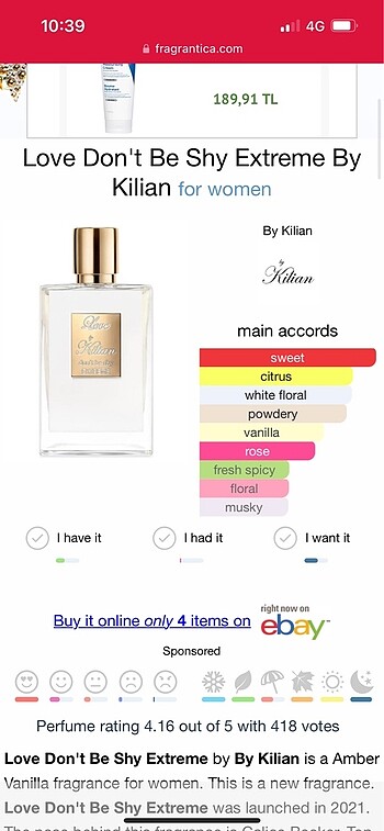 Love Don't Be Shy Extreme By Kilian for women muscent muadili