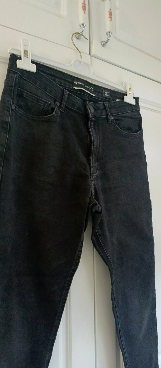 Siyah erkek Dar Kesim Midi Kot Pantolon - Görsel 3