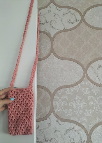 Pembe Örgü Kadın Çapraz Çanta