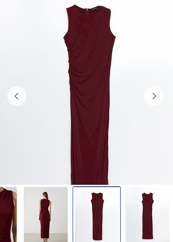 xl Beden Bordo Drapeli Uzun Kadın Elbise