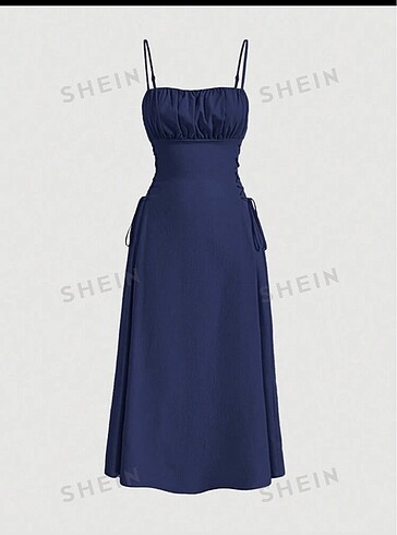 Shein Lacivert Elbise