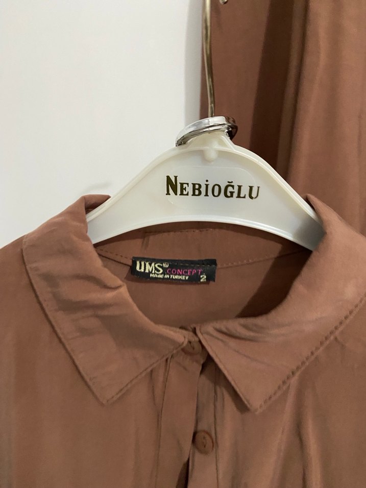 Kadın Keten Midi Kahverengi Salaş Etekli takım - Görsel 4