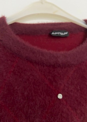 Bordo Tüylü Kadın kazak - Görsel 4