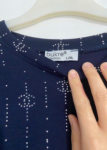 Lacivert Baskılı Piliseli Midi Kadın Kazak - Görsel 4