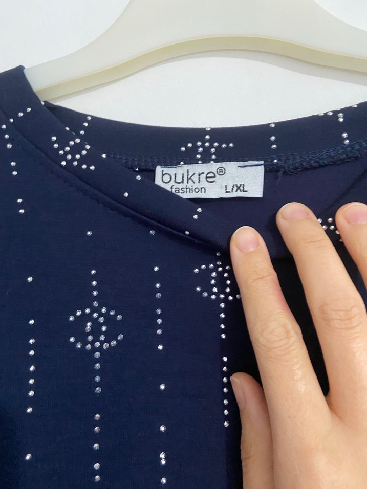 Lacivert Baskılı Piliseli Midi Kadın Kazak - Görsel 4