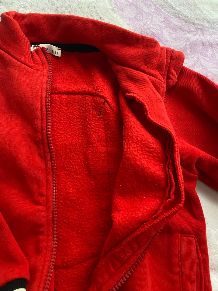 Kırmızı Erkek Çocuk Fermuarlı Sweatshirt - Görsel 4