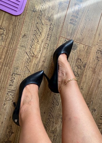 40 Beden siyah Renk Pierre Cardin Siyah Deri Stiletto