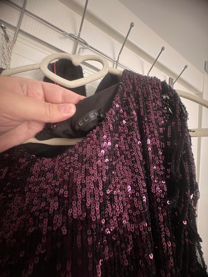 Püsküllü Mor Midi Abiye Elbise - Görsel 3