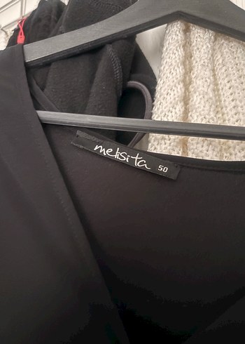 Siyah V Yakalı midi Salaş Elbise - Görsel 3