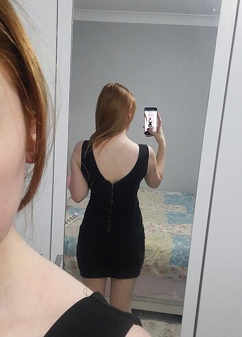 Quzu Siyah mini elbise