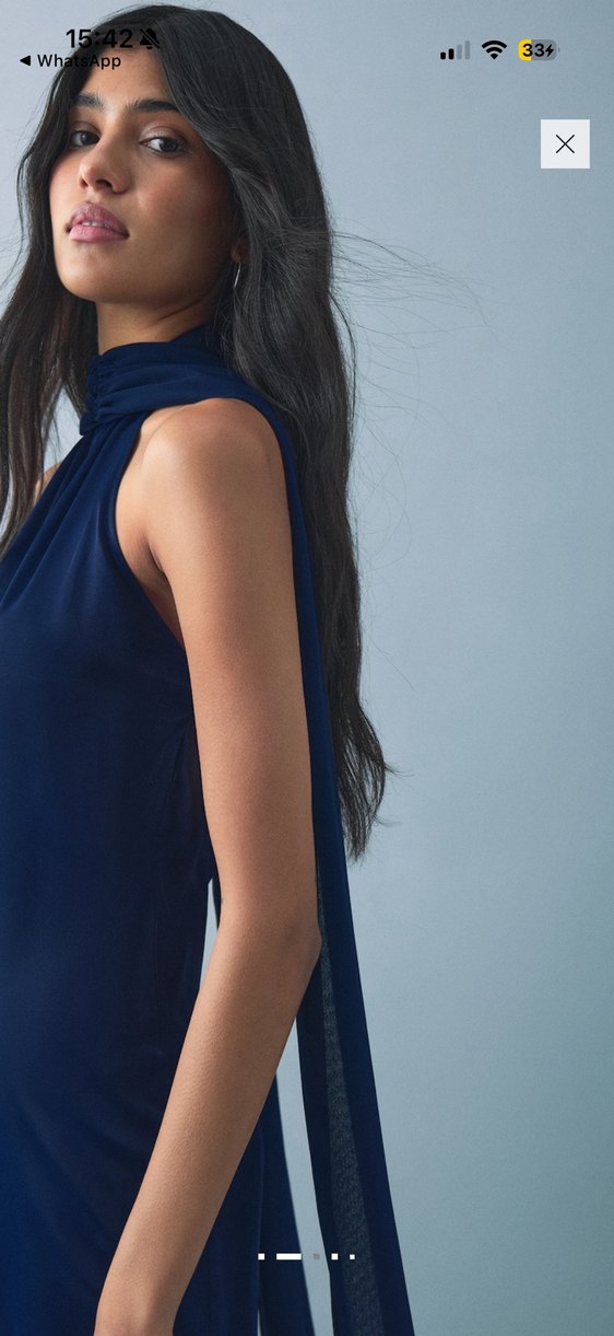 Mango  Lacivert Uzun Abiye Elbise - Görsel 4