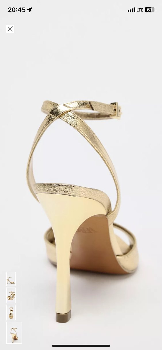 Zara Altın Renkli Stiletto Topuklu Kadın Ayakkabı - Görsel 3
