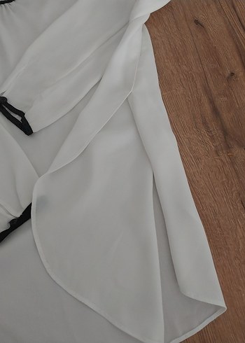 xl Beden Düğmeli Beyaz Kadın Bluz, Uzun Kollu, Salaş