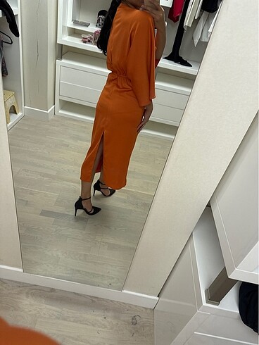 Nocturne turuncu elbise - Görsel 3