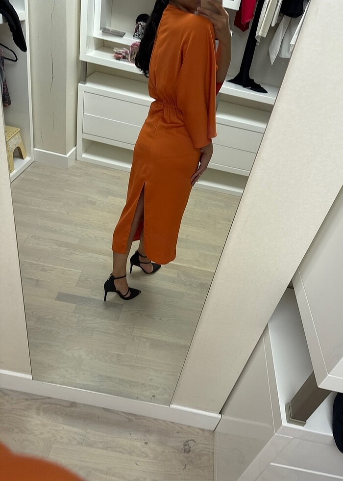 Nocturne turuncu elbise - Görsel 3