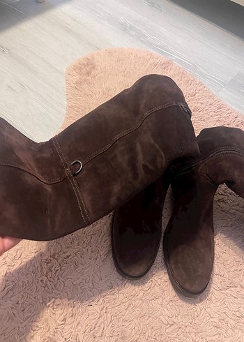 Hotiç Kahverengi Hakiki Süet Dizüstü Kadın Çizme - Görsel 4