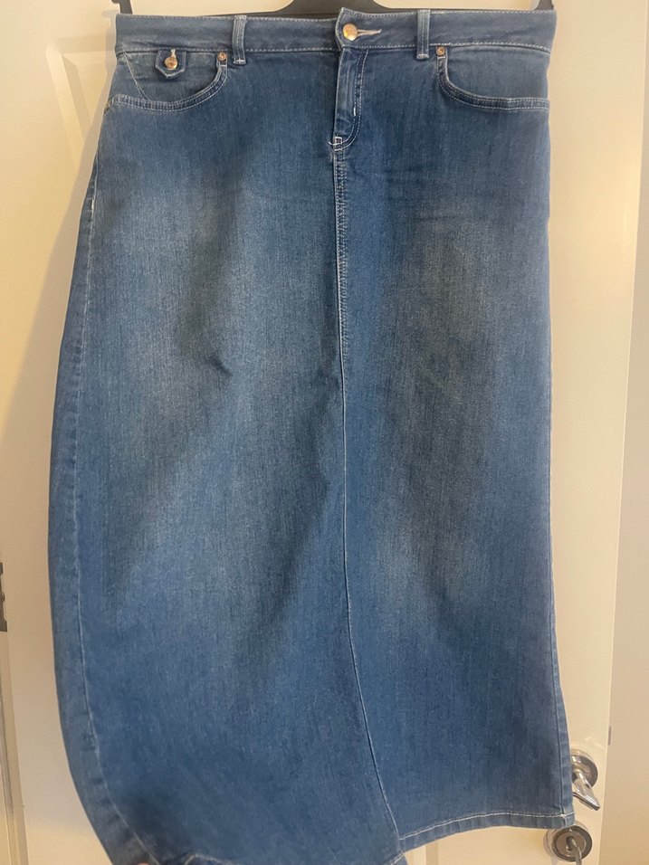 LİKRALI RAHAT ŞIK JEAN ETEK - Görsel 2