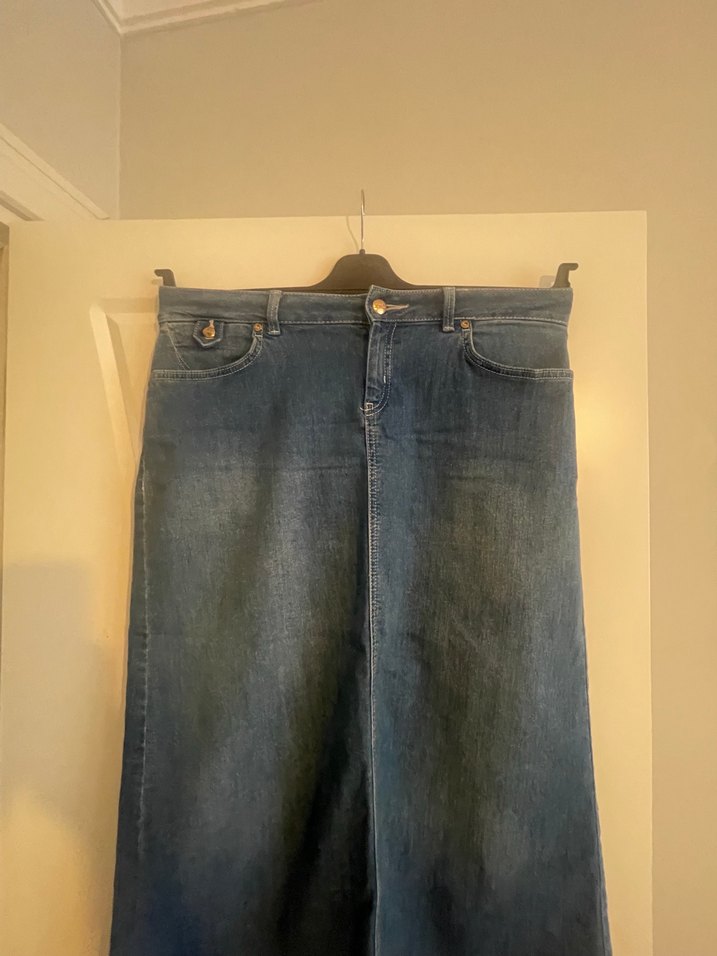 LİKRALI RAHAT ŞIK JEAN ETEK - Görsel 3