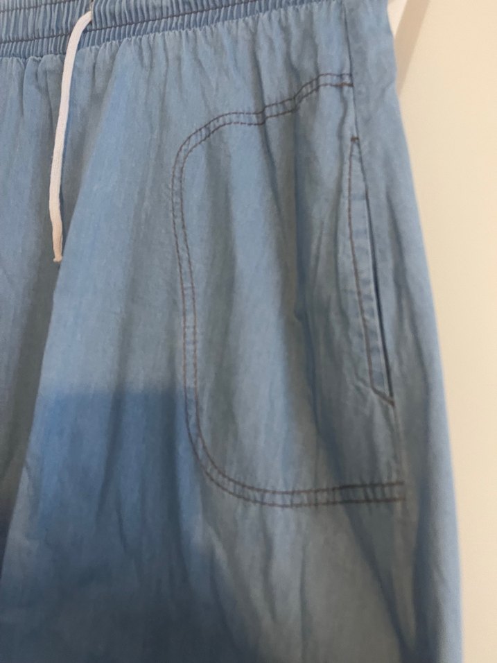 Kadın Mavi Uzun Salaş Denim Etek - Görsel 5