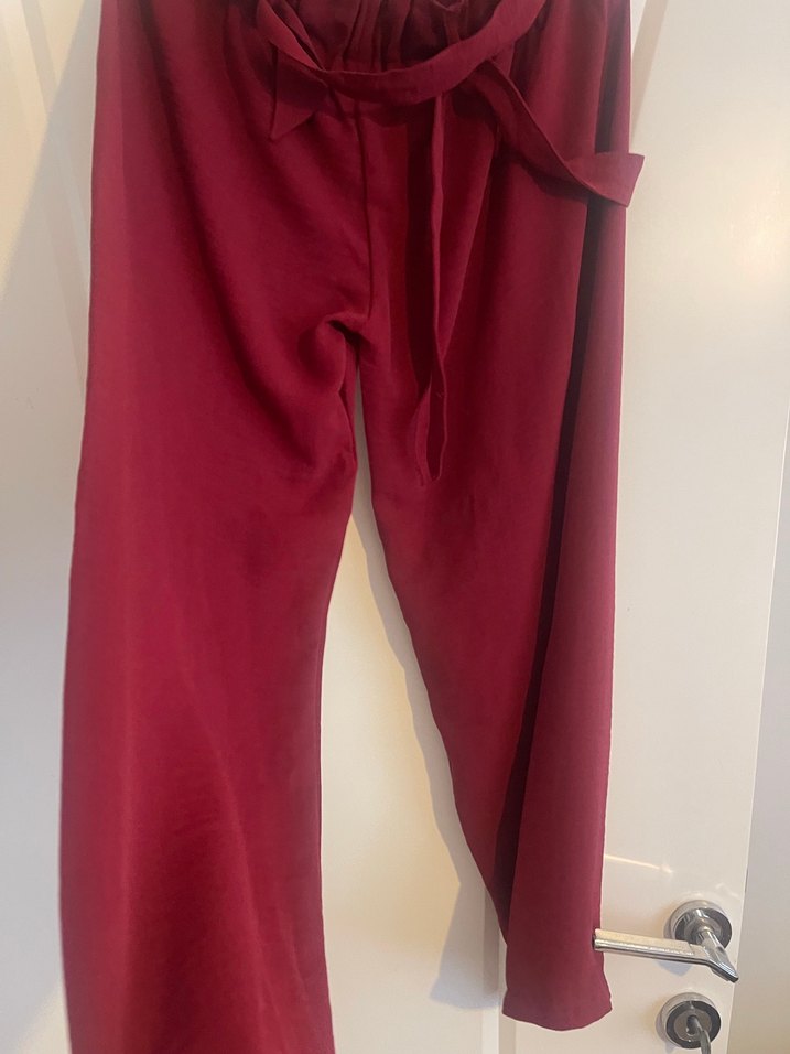 Bordo Rahat Kesim Kadın Ayrobin Pantolon - Görsel 3