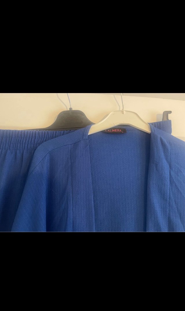 Yeni Kadın Mavi Uzun Kimono Takım - Görsel 4