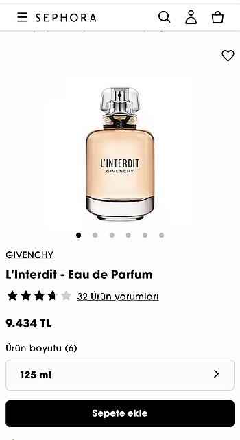 ORJİNAL Givenchy L'Interdit EDP 125ML