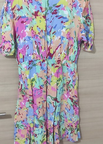 Kadın Bohem Mini Tulum, Renkli Batik Desenli
