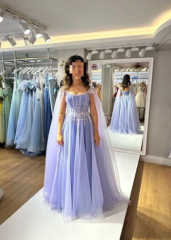 Mor Straplez Drapeli Midi Abiye Elbise - Görsel 3