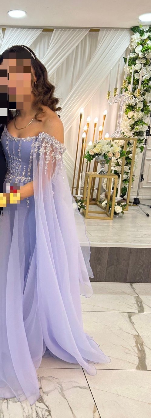 Mor Straplez Drapeli Midi Abiye Elbise - Görsel 2