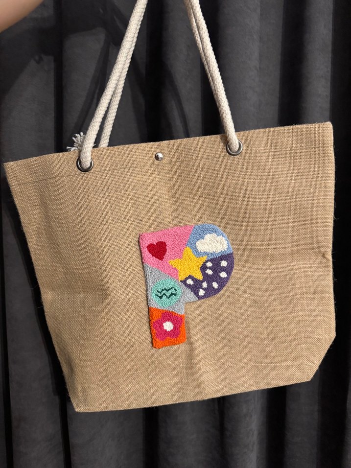 Renkli Nakışlı Bohem Plaj Çantası Jüt Çanta - Görsel 3