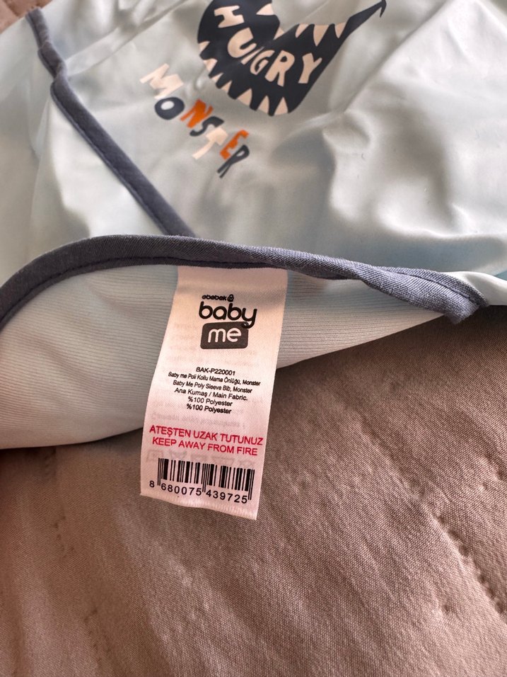 Uzun Kollu Gri Bebek Önlüğü - Görsel 2