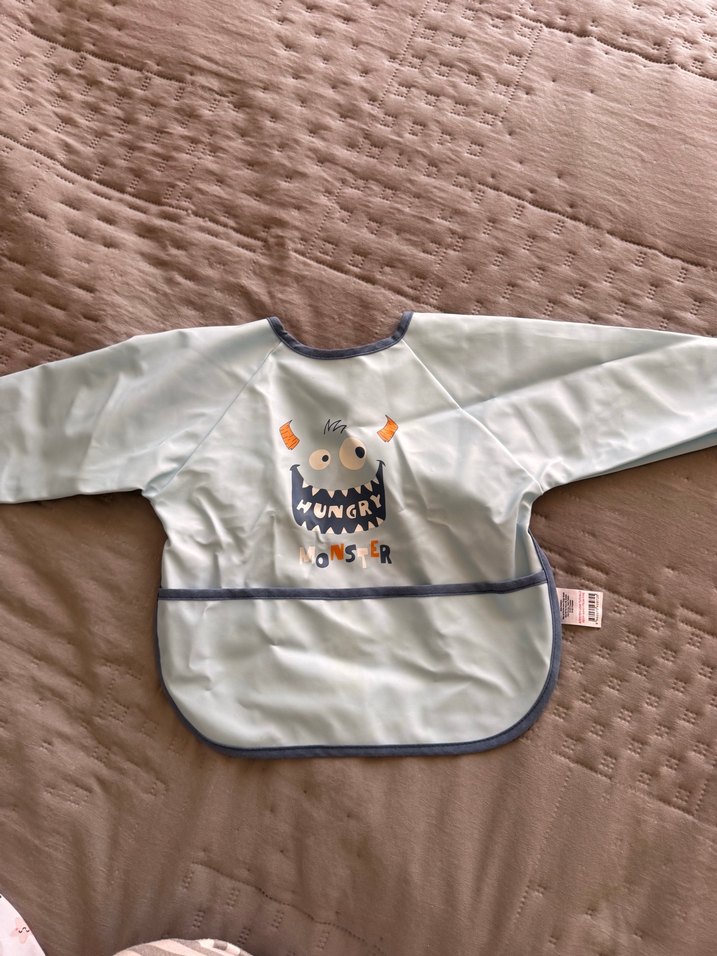 Uzun Kollu Gri Bebek Önlüğü - Görsel 4