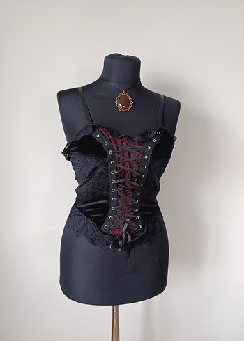Dantel Detaylı Gotik Siyah Strappy Büstiyer - Görsel 3