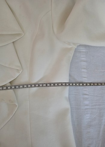 Beyaz Renkli Fırfırlı Kadın Blazer Ceket - Görsel 6