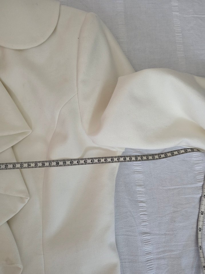 Beyaz Renkli Fırfırlı Kadın Blazer Ceket - Görsel 5