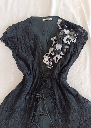 Diğer Siyah Dantel İşlemeli Gotik bluz