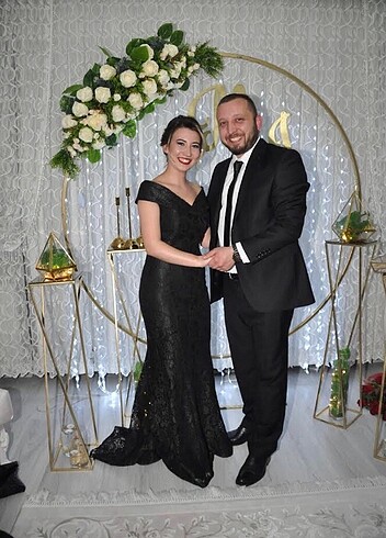 Zara Siyah Balık Abiye Dantel